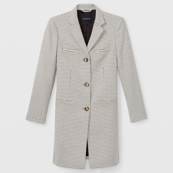 Checkered Three-Button Coat - New With Tags - NEVER WORN - Grey Multi Check - Picture 6 of 6